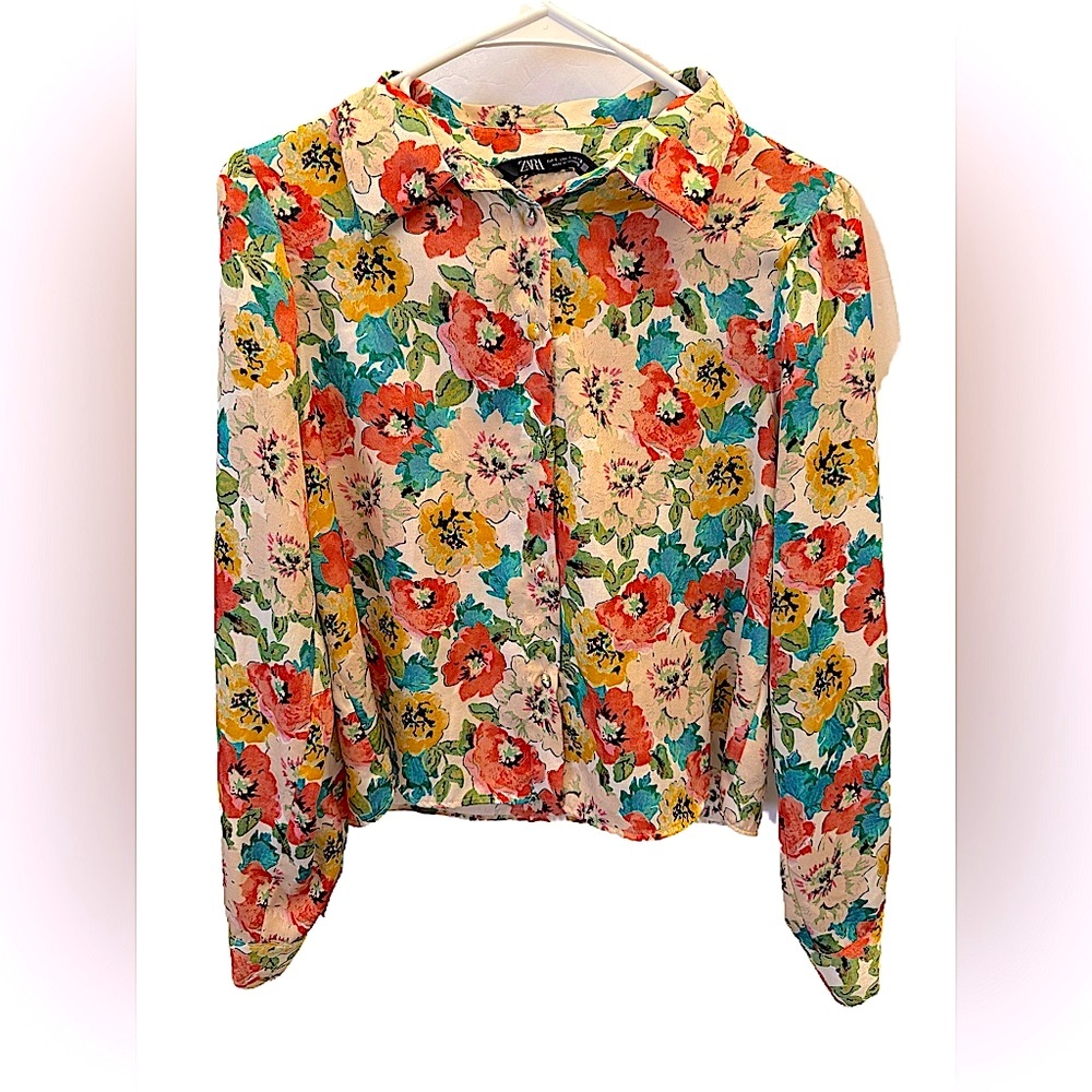 Zara Multicolor Floral Blouse - Picture 3 of 11